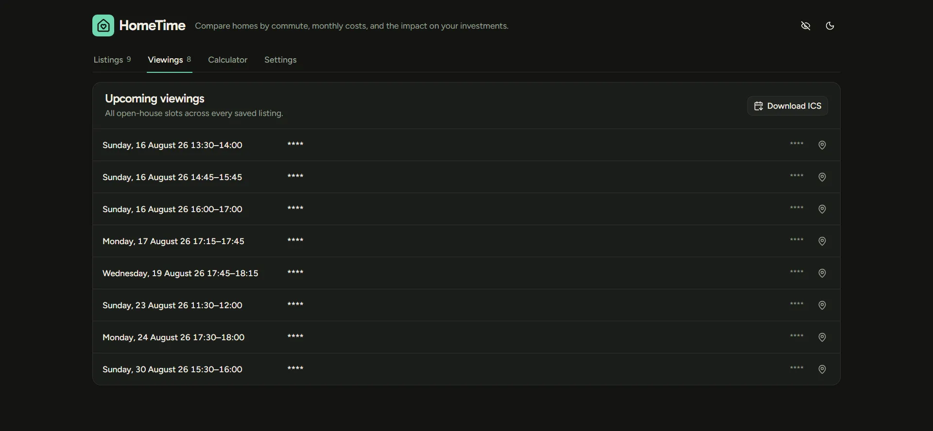 Viewing times