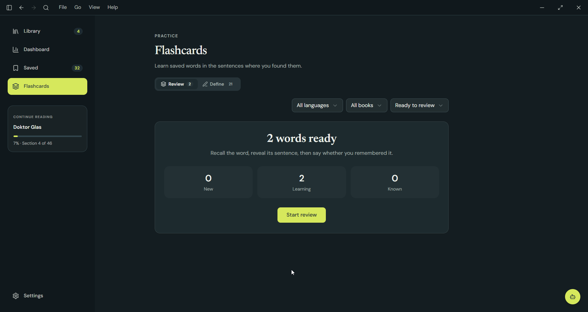 Flashcard interaction