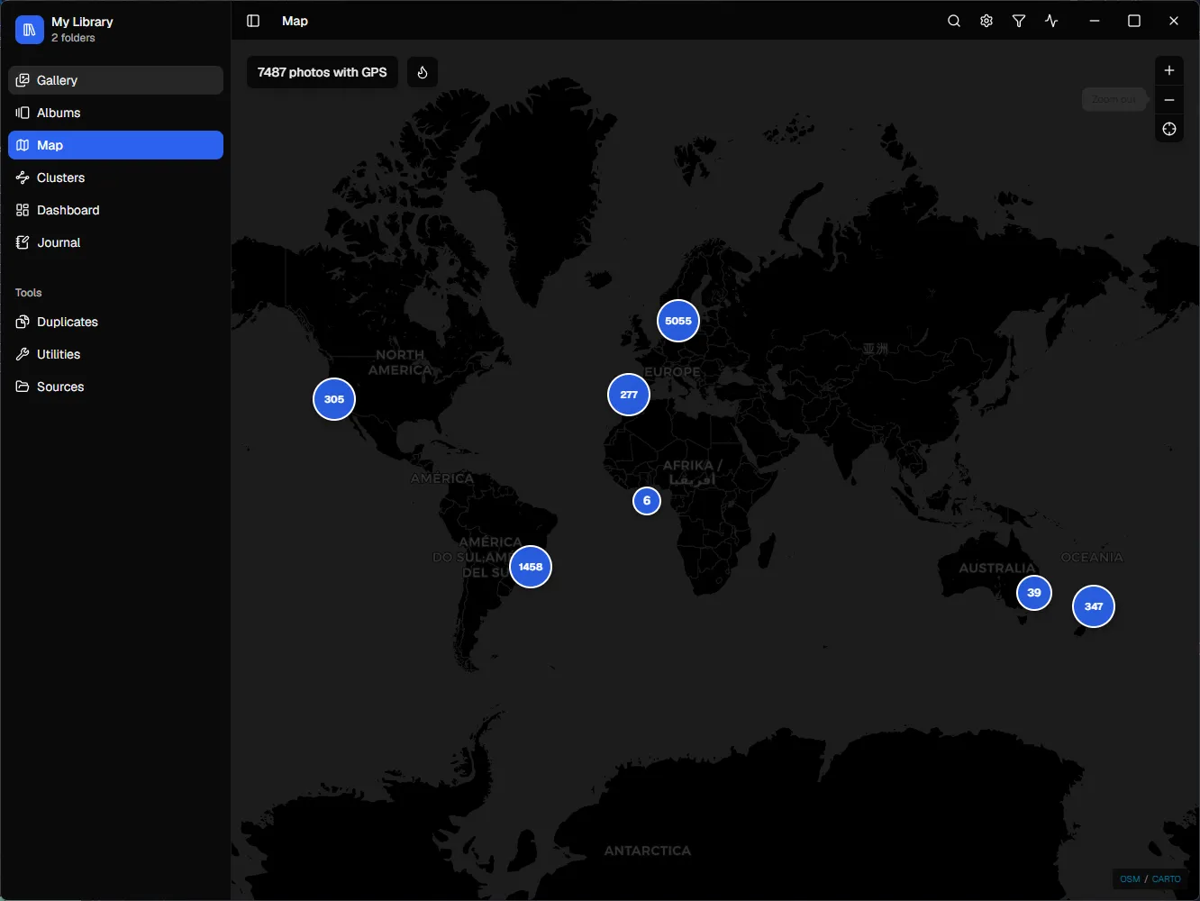 GPS map with clusters and heatmap